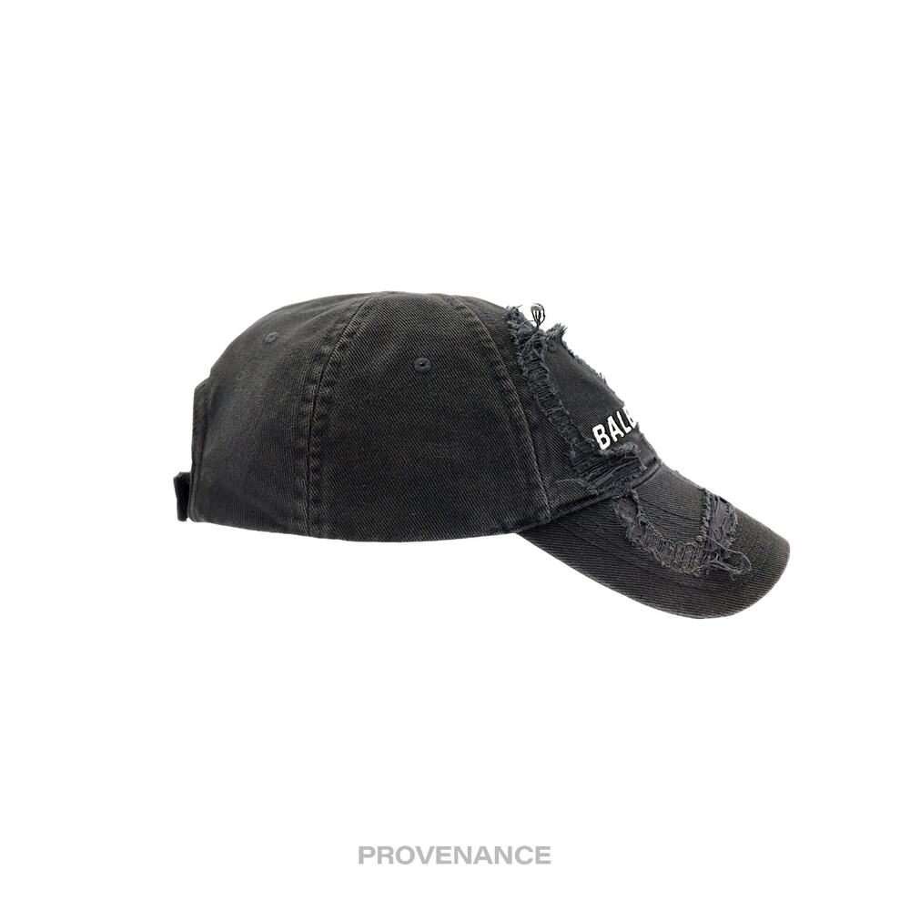 🔴 Balenciaga Embroidered Logo BB Lazer Destroyed Cap Black - Picture 5 of 13